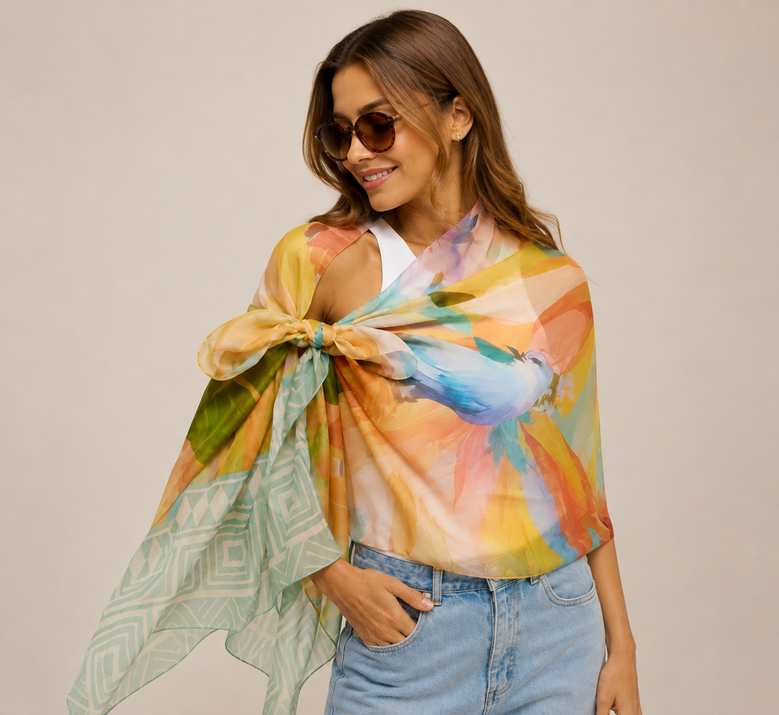 Chal Força da Mata- Mousseline de Seda/ 60x210 - Scarfme | Bufandas, Pañuelos, Chales, Turbantes