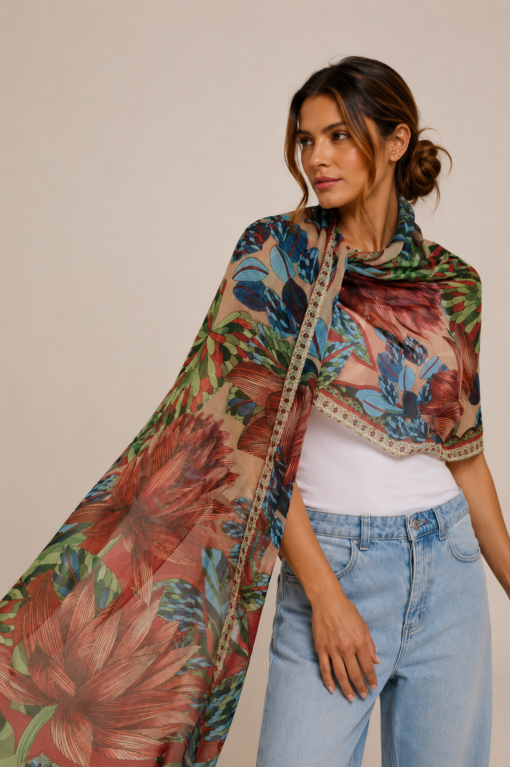 Chal Pantanal- Mousseline de Seda/ 60x210 - Scarfme | Bufandas, Pañuelos, Chales, Turbantes