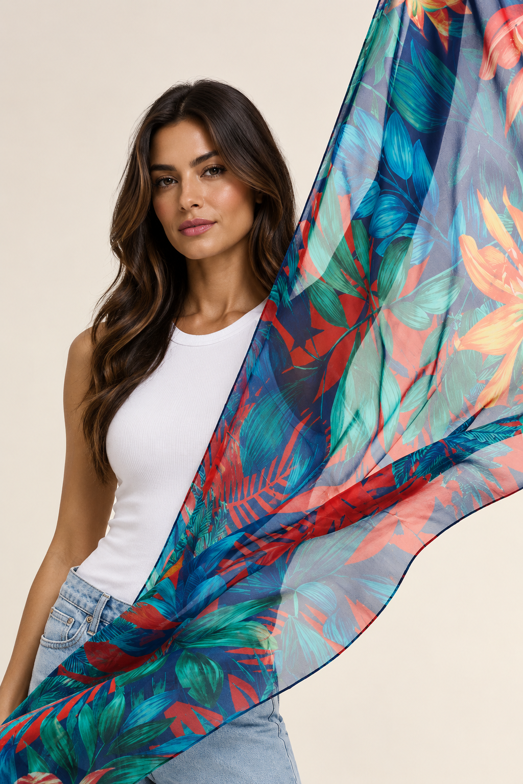 Chal Mata Atlantica- Mousseline de Seda/ 60x210 - Scarfme | Bufandas, Pañuelos, Chales, Turbantes