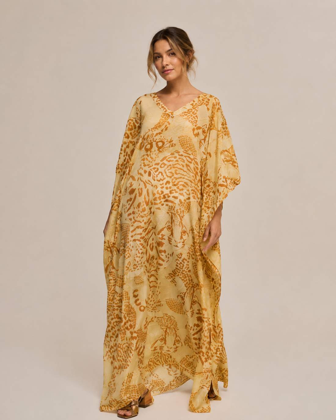 Kaftan Jaguatirica do Serrado- Largo en Seda - Scarfme | Bufandas, Pañuelos, Chales, Turbantes