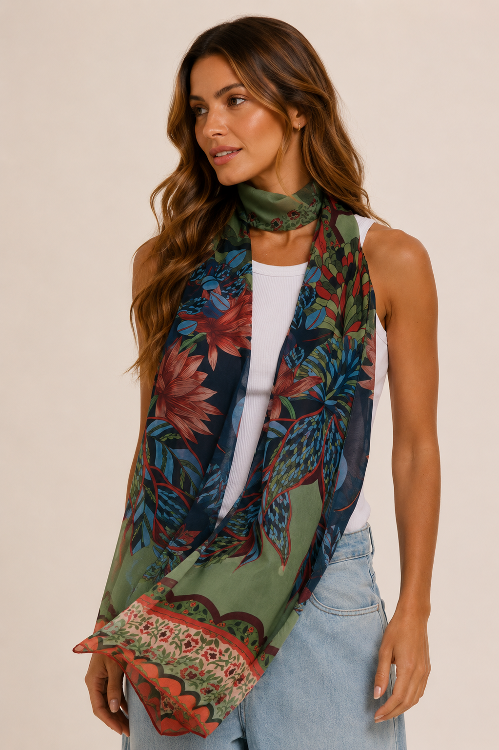 Chal Pantanal - Mousseline de Poliéster/ 45x210 - Scarfme | Bufandas, Pañuelos, Chales, Turbantes
