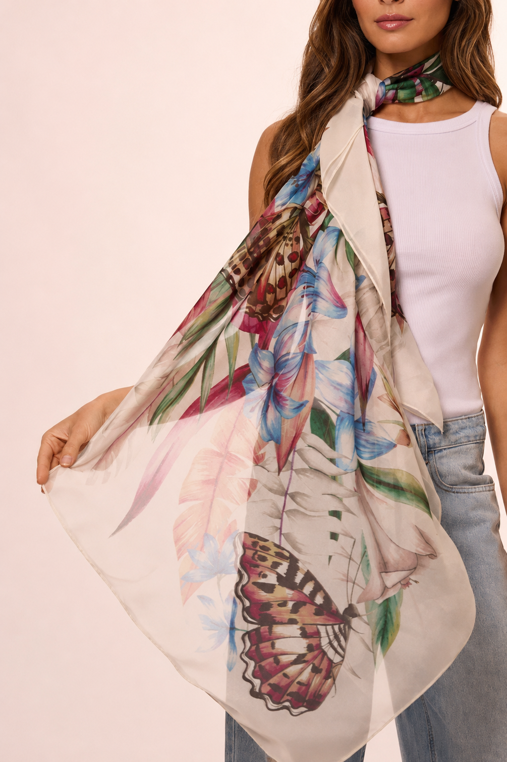 Max Pañuelo Flora Light- Mousseline de Seda/ 130x130 - Scarfme | Bufandas, Pañuelos, Chales, Turbantes