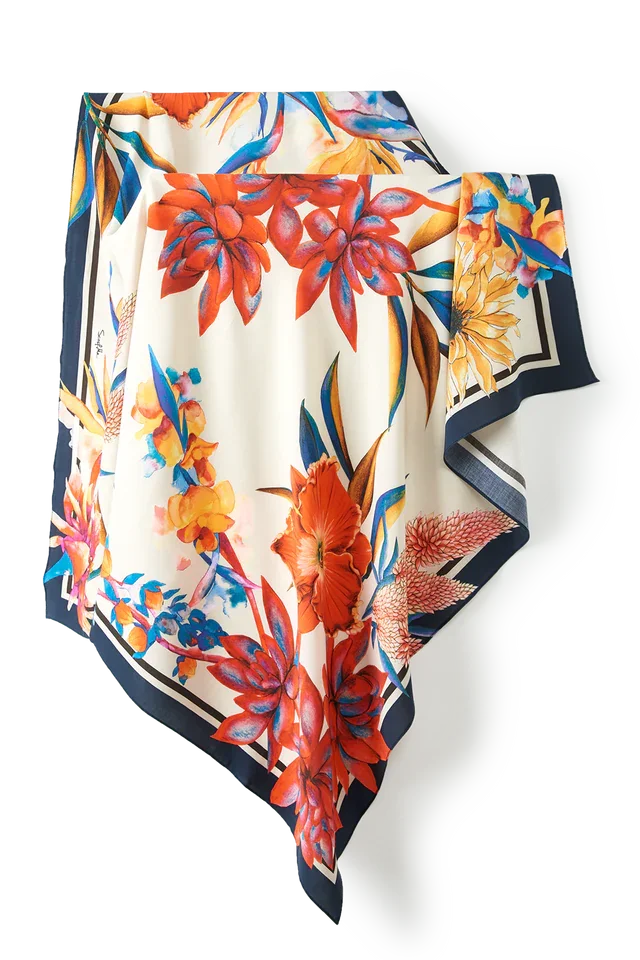 Pañuelo Turbante Floral Sunset- Viscose/ 90x90 - Scarfme | Bufandas, Pañuelos, Chales, Turbantes