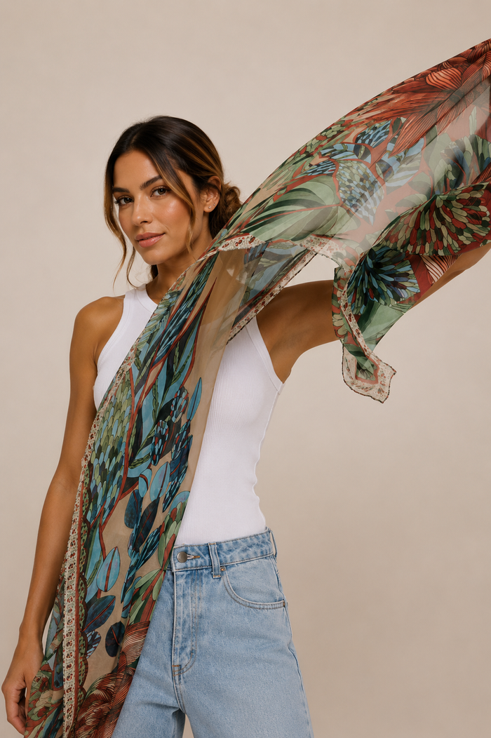 Chal Pantanal- Mousseline de Seda/ 60x210 - Scarfme | Bufandas, Pañuelos, Chales, Turbantes