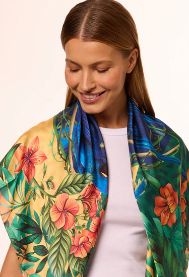 Pañuelo Brasil Tropical - Satén de Seda/ 90x90