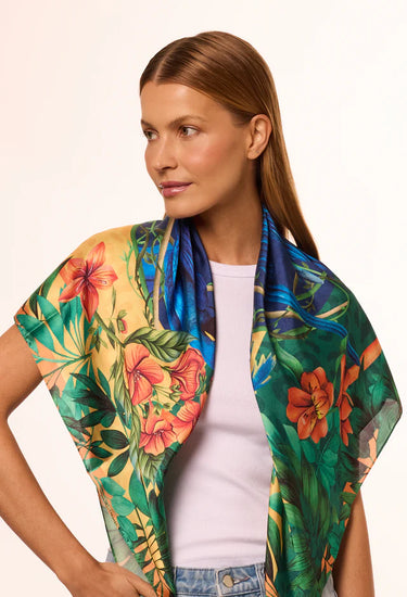 Pañuelo Brasil Tropical - Satén de Poliéster/ 90x90