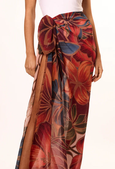 Max Pañuelo Marble Flowers Bordeaux- Mousseline de Poliester/ 130x130