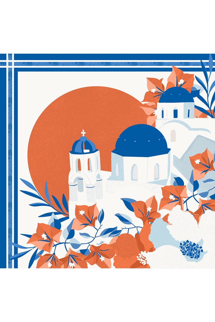Pañuelo Santorini- Twill de Seda/ 65x65 - Scarfme | Bufandas, Pañuelos, Chales, Turbantes