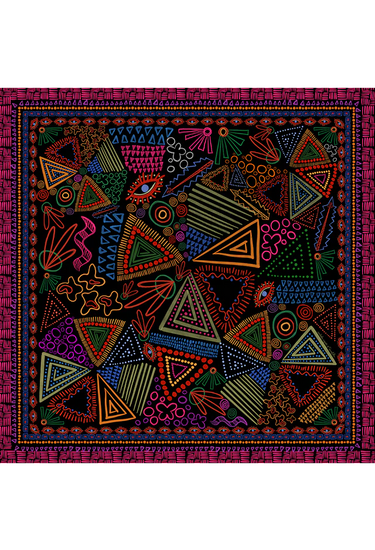 Pañuelo Rabisco- Satén de Seda/ 65x65