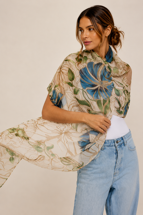Chal Marble Flowers- Mousseline de Seda/ 60x210 - Scarfme | Bufandas, Pañuelos, Chales, Turbantes
