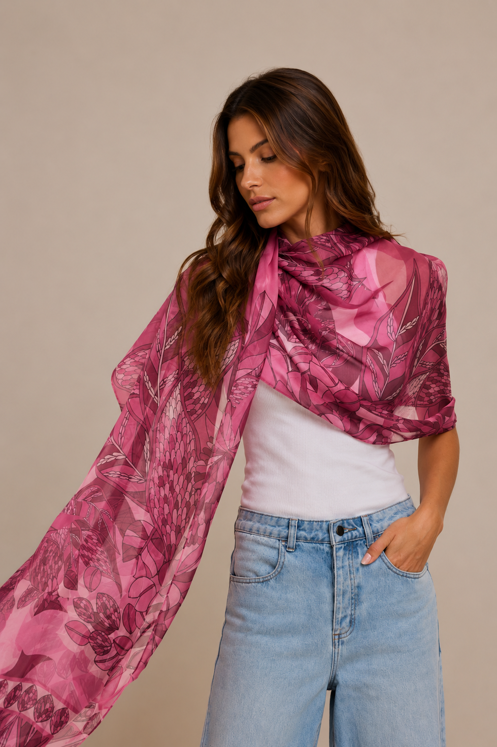 Chal Ramos de Púrpura- Mousseline de Seda/ 60x210 - Scarfme | Bufandas, Pañuelos, Chales, Turbantes