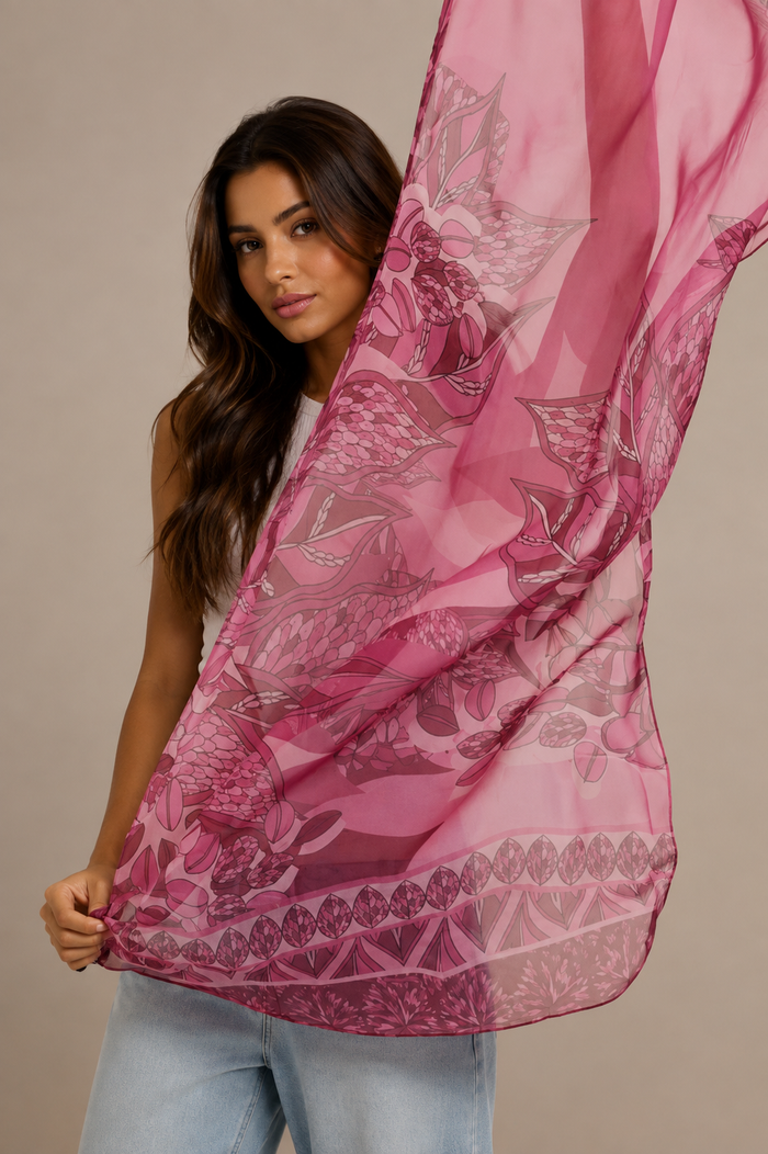 Chal Ramos de Púrpura- Mousseline de Seda/ 60x210 - Scarfme | Bufandas, Pañuelos, Chales, Turbantes