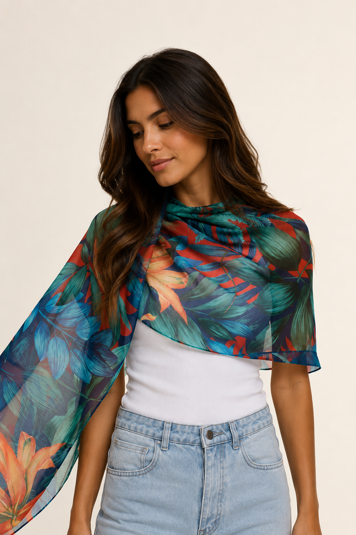 Chal Mata Atlantica- Mousseline de Seda/ 60x210 - Scarfme | Bufandas, Pañuelos, Chales, Turbantes