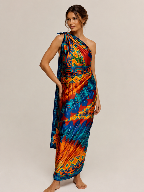 Pareo Amazonía Indígena - Satén de Seda/ 130x200 - Scarfme | Bufandas, Pañuelos, Chales, Turbantes