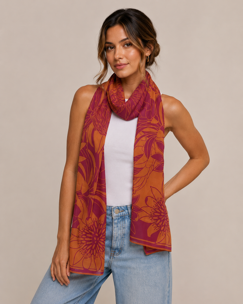 Chal Flor de Poder- Mousselina/ 45x210 - Scarfme | Bufandas, Pañuelos, Chales, Turbantes
