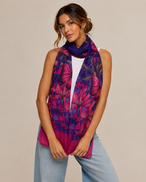 Chal Pink Purple - Mousseline de Poliester/ 45x210 - Scarfme | Bufandas, Pañuelos, Chales, Turbantes