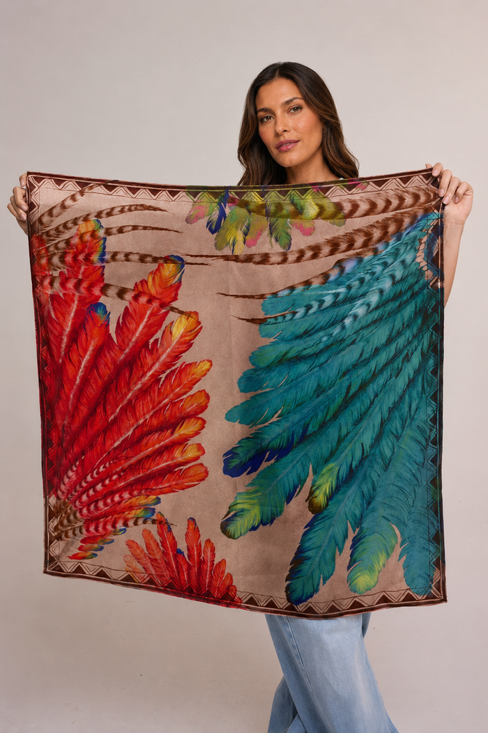 Pañuelo Penas Cocar - Satén de Seda/ 90x90 - Scarfme | Bufandas, Pañuelos, Chales, Turbantes