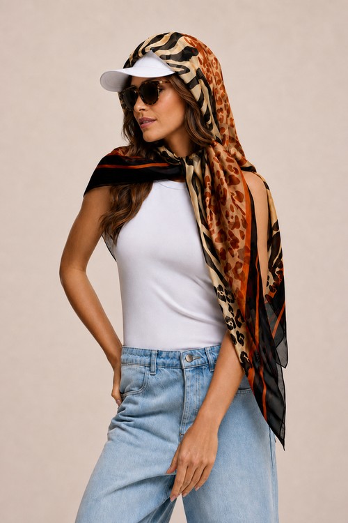 Max Pañuelo Print Selvagem- Mousseline de Seda/ 130x130 - Scarfme | Bufandas, Pañuelos, Chales, Turbantes