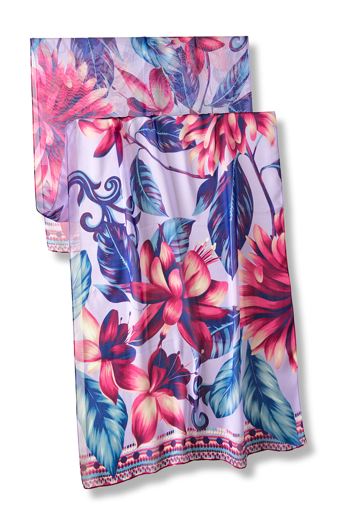 Chal Flor Flamingo- Mousseline de Seda/ 60x210 - Scarfme | Bufandas, Pañuelos, Chales, Turbantes