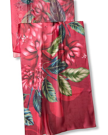 Chal Flor Flamingo- Mousseline de Seda/ 60x210 - Scarfme | Bufandas, Pañuelos, Chales, Turbantes