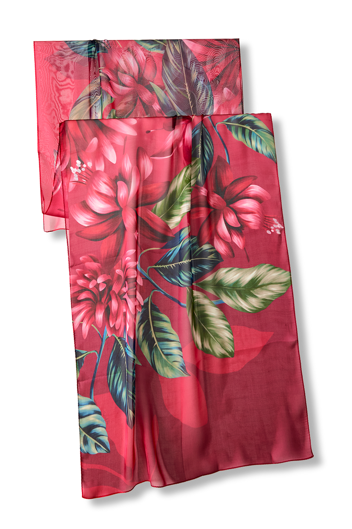 Chal Flor Flamingo- Mousseline de Seda/ 60x210 - Scarfme | Bufandas, Pañuelos, Chales, Turbantes