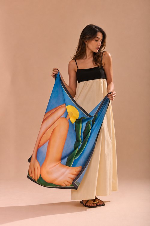 Pañuelo Abaporu - Satén de Seda/ 90x90 - Scarfme | Bufandas, Pañuelos, Chales, Turbantes
