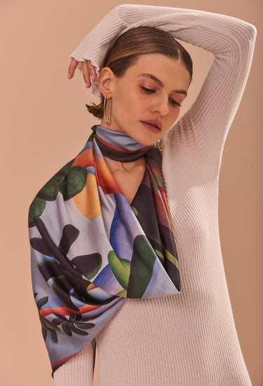 Pañuelo Cartão Postal- Satén de Seda- 90x90 - Scarfme | Bufandas, Pañuelos, Chales, Turbantes
