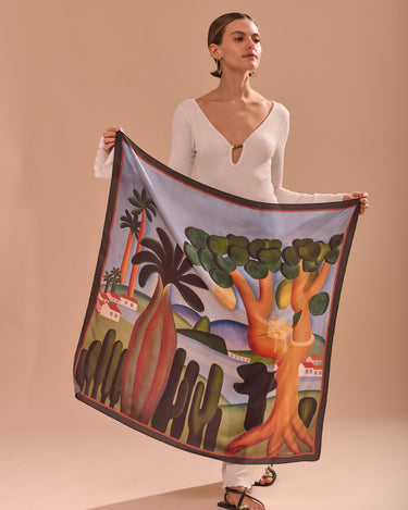 Pañuelo Cartão Postal- Satén de Seda- 90x90 - Scarfme | Bufandas, Pañuelos, Chales, Turbantes