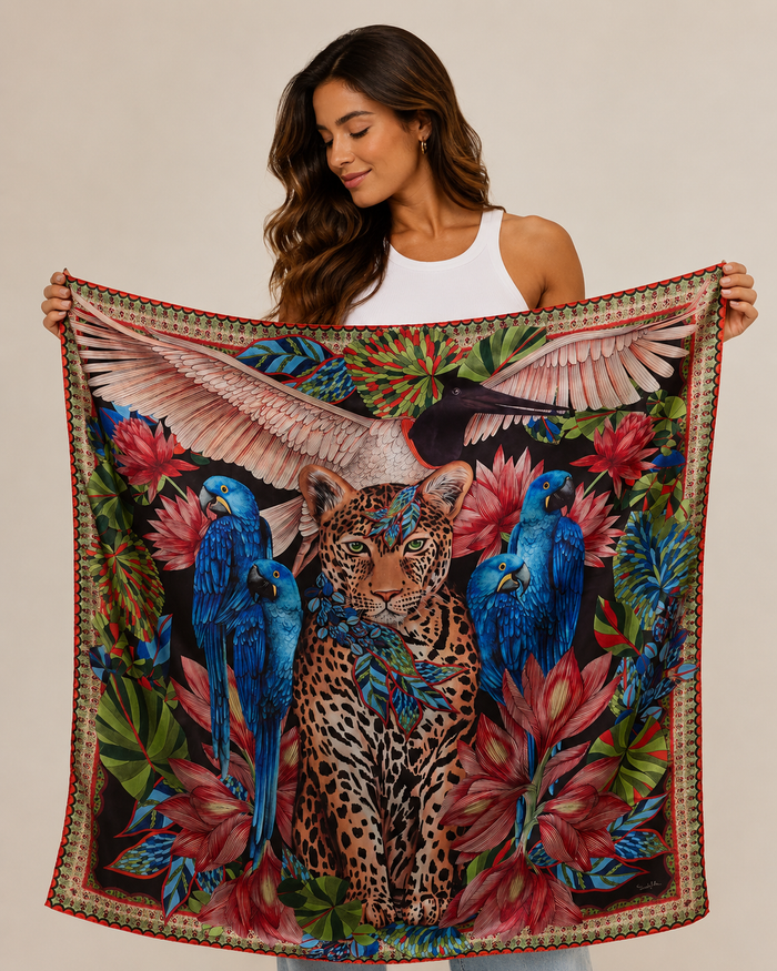 Pañuelo Pantanal - Satén de Poliéster/ 90x90 - Scarfme | Bufandas, Pañuelos, Chales, Turbantes