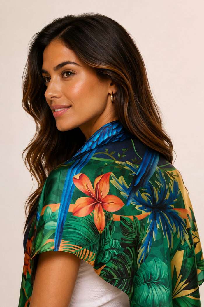 Pañuelo Brasil Tropical - Satén de Poliéster/ 90x90 - Scarfme | Bufandas, Pañuelos, Chales, Turbantes