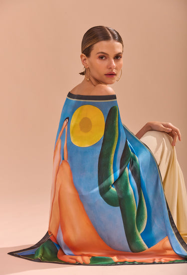 Pañuelo Abaporu - Satén de Seda/ 90x90 - Scarfme | Bufandas, Pañuelos, Chales, Turbantes