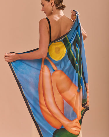 Pañuelo Abaporu - Satén de Seda/ 90x90 - Scarfme | Bufandas, Pañuelos, Chales, Turbantes