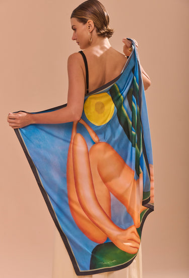 Pañuelo Abaporu - Satén de Seda/ 90x90 - Scarfme | Bufandas, Pañuelos, Chales, Turbantes