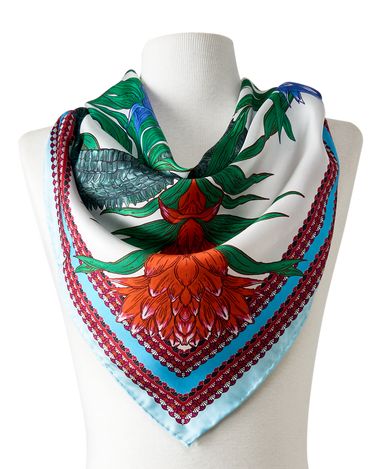 Pañuelo Bromélia- Twill de Seda/ 50x50 - Scarfme | Bufandas, Pañuelos, Chales, Turbantes