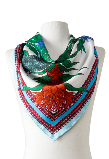 Pañuelo Bromélia- Twill de Seda/ 50x50 - Scarfme | Bufandas, Pañuelos, Chales, Turbantes
