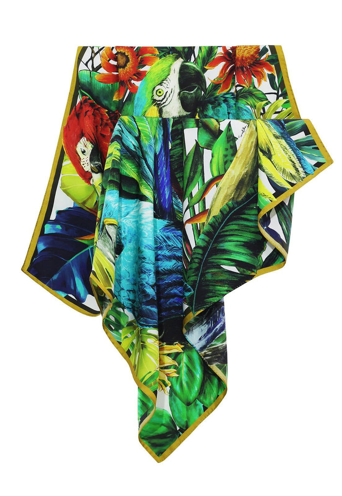 Pañuelo Araras do Brasil - Twill de Seda/ 90x90 - Scarfme | Bufandas, Pañuelos, Chales, Turbantes