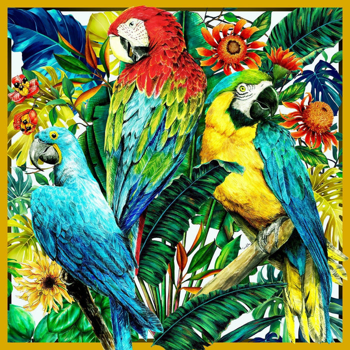 Pañuelo Araras do Brasil - Twill de Seda/ 90x90 - Scarfme | Bufandas, Pañuelos, Chales, Turbantes