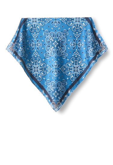 Pañuelo Bandana Azul- Twill de Seda/ 50x50