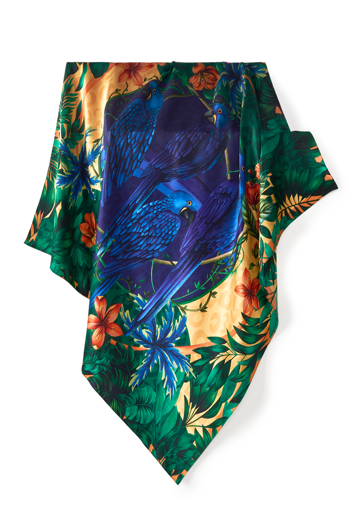 Pañuelo Brasil Tropical - Satén de Seda/ 90x90 - Scarfme | Bufandas, Pañuelos, Chales, Turbantes