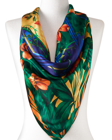 Pañuelo Brasil Tropical - Satén de Seda/ 90x90 - Scarfme | Bufandas, Pañuelos, Chales, Turbantes