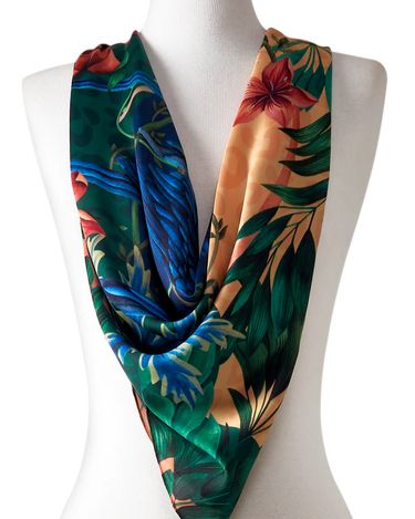 Pañuelo Brasil Tropical - Satén de Poliéster/ 90x90 - Scarfme | Bufandas, Pañuelos, Chales, Turbantes