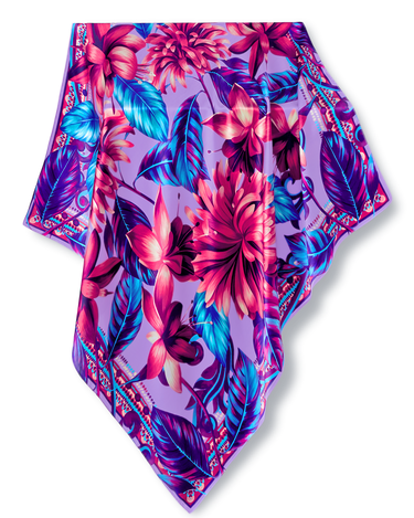 Pañuelo Flor Flamingo - Satén de Seda/ 90x90 - Scarfme | Bufandas, Pañuelos, Chales, Turbantes