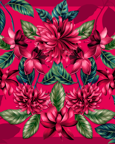 Pañuelo Flor Flamingo - Twill de Seda/ 65x65 - Scarfme | Bufandas, Pañuelos, Chales, Turbantes