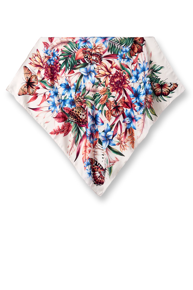 Pañuelo Flora Light- Satén de Seda/ 65x65 - Scarfme | Bufandas, Pañuelos, Chales, Turbantes