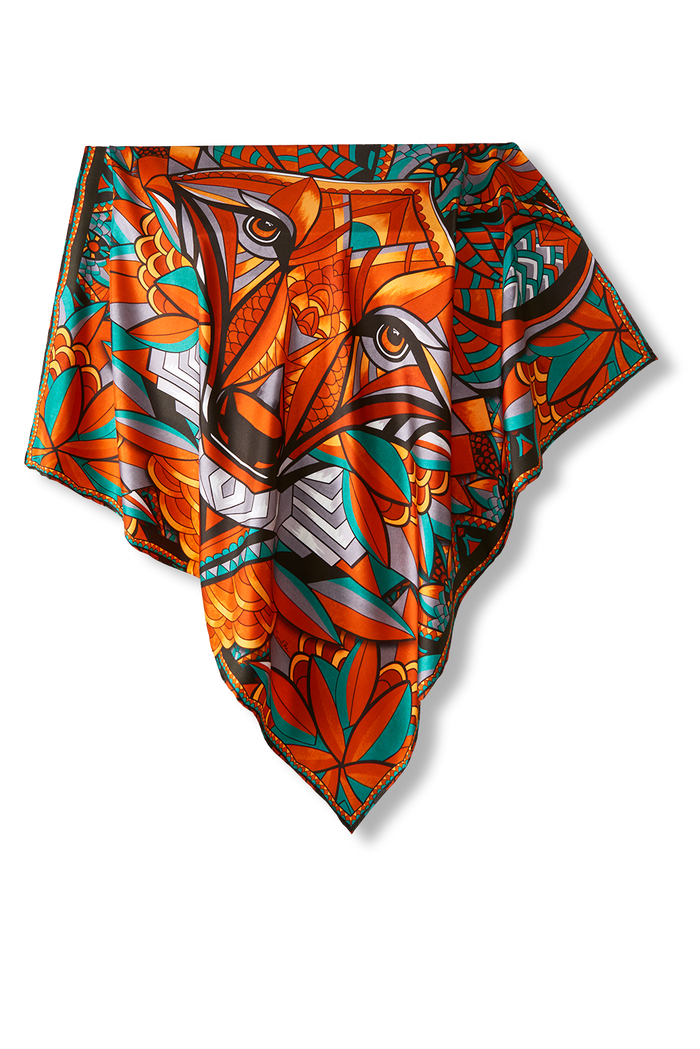 Pañuelo Lobo-Guará do Cerrado- Twill de Seda/ 90x90 - Scarfme | Bufandas, Pañuelos, Chales, Turbantes