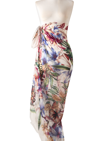 Pareo Floral Light- Satén de Seda/ 130x200 - Scarfme | Bufandas, Pañuelos, Chales, Turbantes