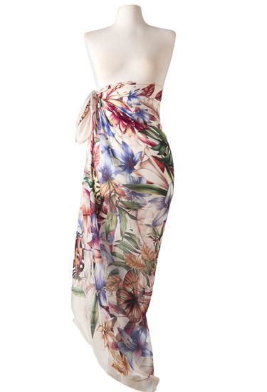 Pareo Floral Light- Satén de Seda/ 130x200 - Scarfme | Bufandas, Pañuelos, Chales, Turbantes