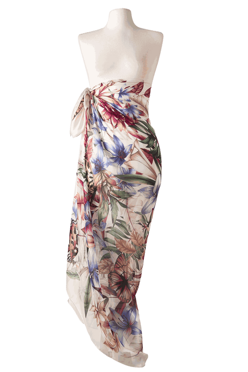 Pareo Floral Light- Satén de Seda/ 130x200 - Scarfme | Bufandas, Pañuelos, Chales, Turbantes