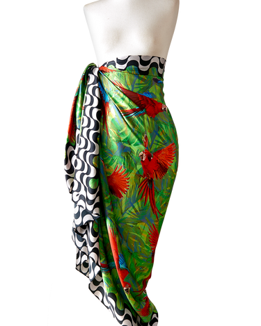 Pareo Araras Rio- Satén de Seda/ 130x200 - Scarfme | Bufandas, Pañuelos, Chales, Turbantes