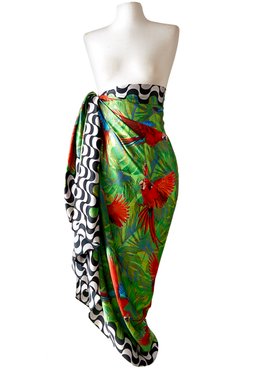 Pareo Araras Rio- Satén de Seda/ 130x200 - Scarfme | Bufandas, Pañuelos, Chales, Turbantes